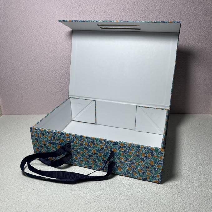 Custom Flower Pattern Folding Packaging Gift Box for Gift Storage