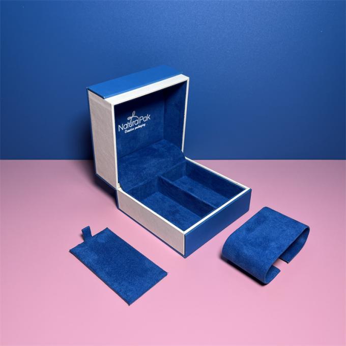 Factory Direct Custom Logo Blue Color Luxury Plastic Watch Packaging Box Ring Earring Pendant Necklace