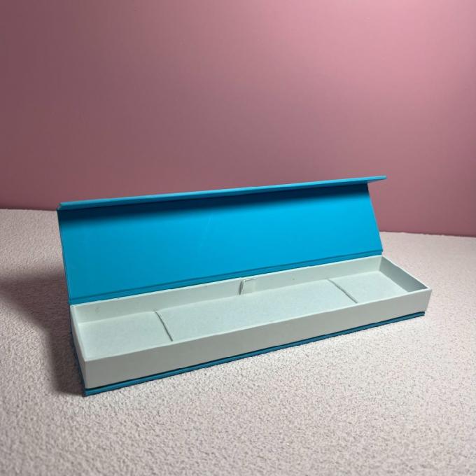Custom Double Color Touch Paper Covered Cardboard Box for Jewelry Magnetic Style for Young Light Blue for Ring Earring Bangle Necklace Bracelet Gift Watch