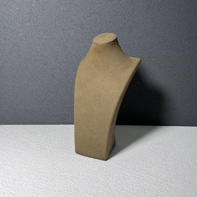 Brown Velvet Microfiber Necklace Medium Small Holder Stand Display Jewelry Stands Mannequin Bust Jewelry Organizer Displays for Shop Event Shows