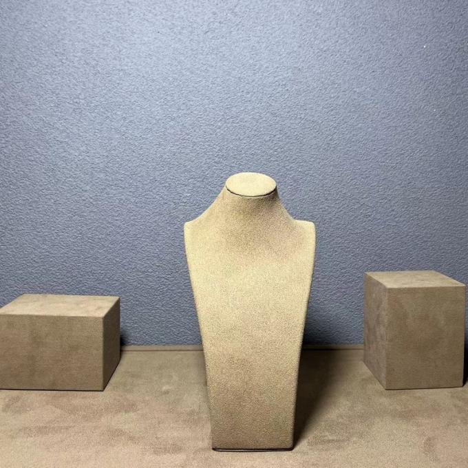 Brown Velvet Microfiber Necklace Medium Small Holder Stand Display Jewelry Stands Mannequin Bust Jewelry Organizer Displays for Shop Event Shows