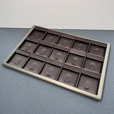 355*255*25mm Brown PU Jewelry Trays Displays For Ring Earring Pendant Necklace