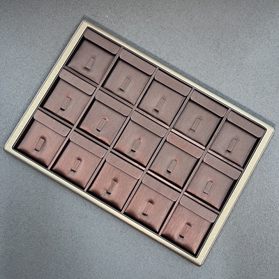 355*255*25mm Brown PU Jewelry Trays Displays For Ring Earring Pendant Necklace
