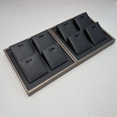 Ring Earring Pendant Necklace Jewelry Trays Displays PU Wooden Jewelry Exhibition Display