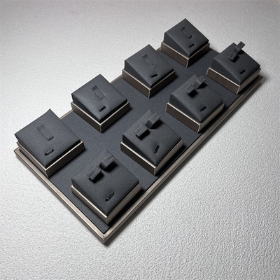 Ring Earring Pendant Necklace Jewelry Trays Displays PU Wooden Jewelry Exhibition Display