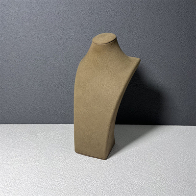 Brown Velvet Microfiber Necklace Holder Stand Medium Small Jewelry Mannequin Bust
