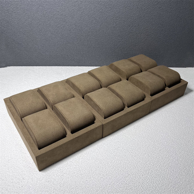 Coffee Color 12 Slot Microfiber Luxury Watch Display Jewelry Watch Organizer