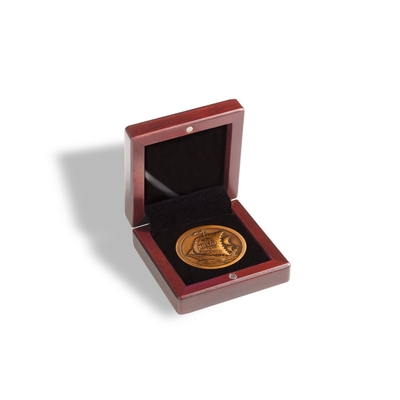 SGS SEDAX Wood Grain Coin Gift Box Dia 60mm Single Coin Display Box