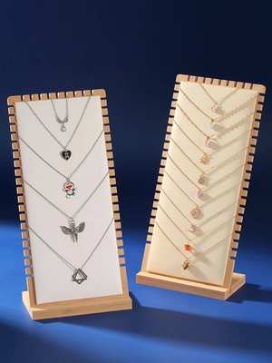 Wood Color Jewelry Stand Display 90*90*210mm Necklace Tray Display