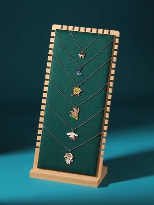 Wood Color Jewelry Stand Display 90*90*210mm Necklace Tray Display