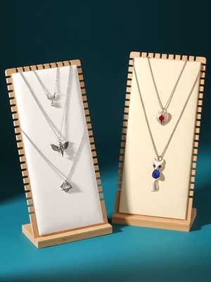 Wood Color Jewelry Stand Display 90*90*210mm Necklace Tray Display