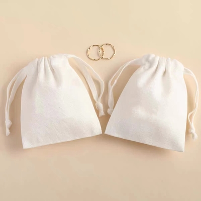 SMATA Creamy White Drawstring Jewelry Pouch Custom Size Cotton Jewelry Bags