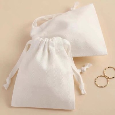 SMATA Creamy White Drawstring Jewelry Pouch Custom Size Cotton Jewelry Bags