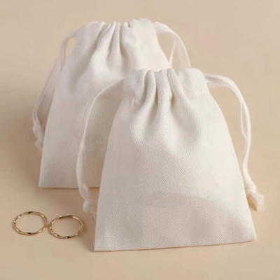 SMATA Creamy White Drawstring Jewelry Pouch Custom Size Cotton Jewelry Bags