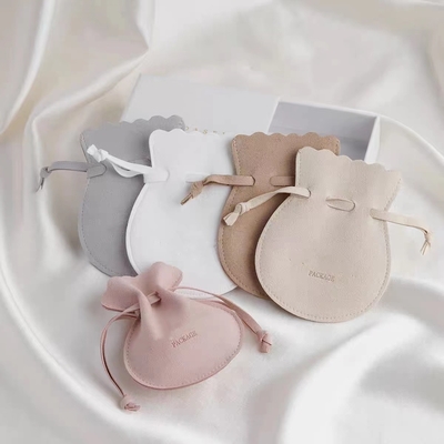 Custom Size Round Drawstring Jewelry Pouch Silk Screen Logo