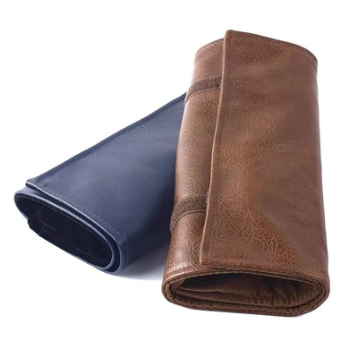 Western Cowboy Style Brown Travel Jewelry Case Roll For Long Necklaces
