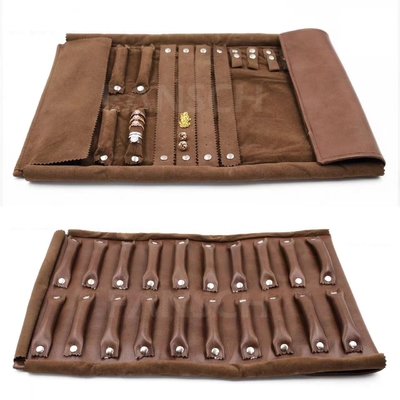 Western Cowboy Style Brown Travel Jewelry Case Roll For Long Necklaces