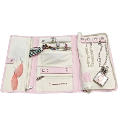 Innovation Pink Travel Jewelry Organizer Roll Foil Logo Jewelry Storage Roll