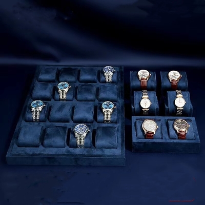 MDF High End Velvet Watch Presentation Tray Dark Blue Watch Showcase Display
