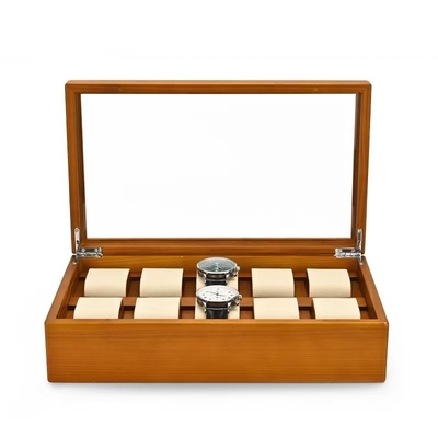 Brown Luxury Mens Watch Display Case Watch Display Showcase