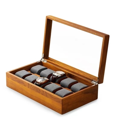 Brown Luxury Mens Watch Display Case Watch Display Showcase
