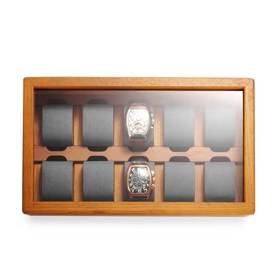 Brown Luxury Mens Watch Display Case Watch Display Showcase