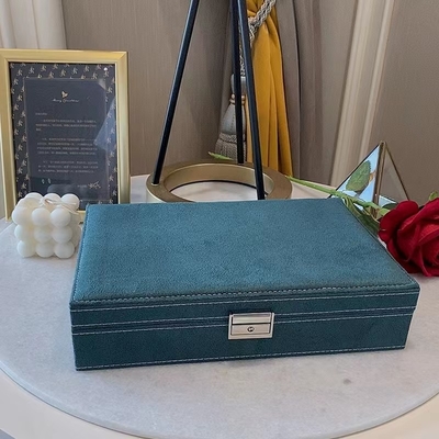 Morandi Blue Suede Luksusowe etui na biżuterię podróżną Indywidualny rozmiar organizer na biżuterię podróżną