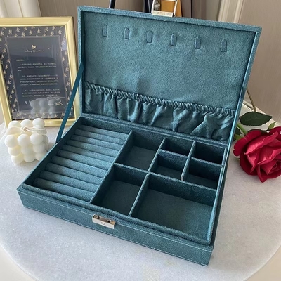 Morandi Blue Suede Luksusowe etui na biżuterię podróżną Indywidualny rozmiar organizer na biżuterię podróżną