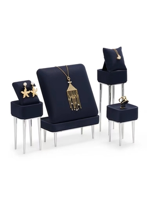Metal Leatherette Pendant Earring Jewelry Trays Displays Black Jewelry Display Stand Set