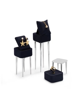 Metal Leatherette Pendant Earring Jewelry Trays Displays Black Jewelry Display Stand Set