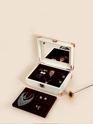 Luxury Jewelry Display Box With Mirror , Multifunction Jewelry Box For Women