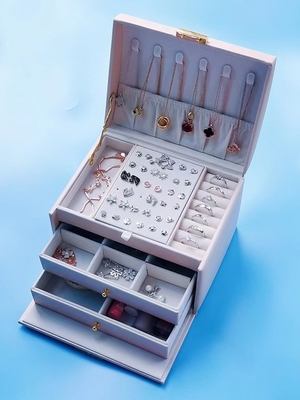 Customized Luxury Small Jewelry Box Organizer PU Handle Jewellery Organiser Box