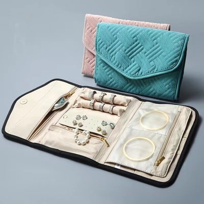 Cotton Roll Up Jewelry Organizer Jewellery Travel Roll Case 280*220*25MM