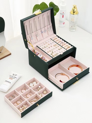 OEM Classic Elegant Jewelry Box Organizer Leatherette Small Travel Jewelry Case