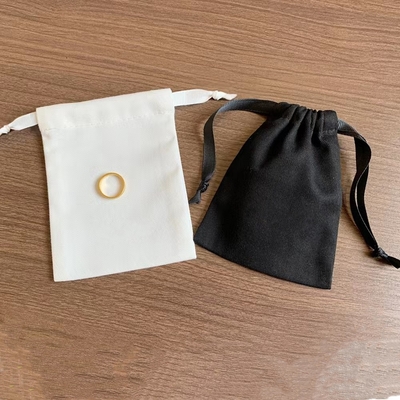 OEM CMYK Print Drawstring Jewelry Pouch With Cotton Ribbon