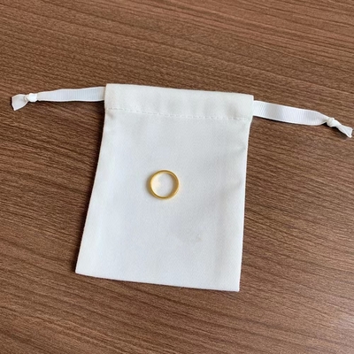 OEM CMYK Print Drawstring Jewelry Pouch With Cotton Ribbon