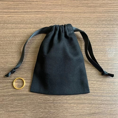 OEM CMYK Print Drawstring Jewelry Pouch With Cotton Ribbon