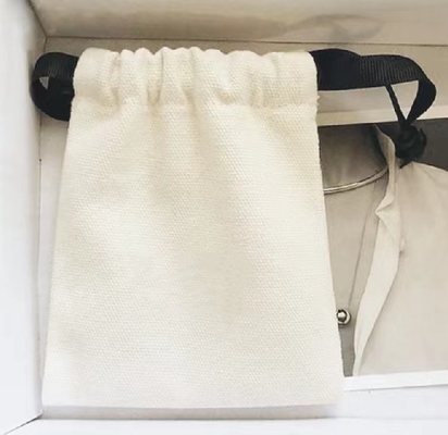 Screen Printing Drawstring Jewelry Pouch White Cotton Jewelry Pouch For Watches