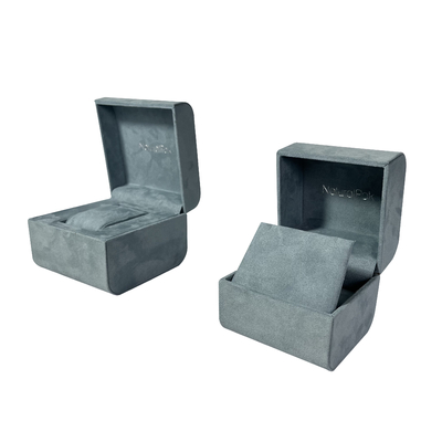 High End Blue Microfiber Luxury Jewelry Packaging Boxes Opaque Square Watch Gift Boxes