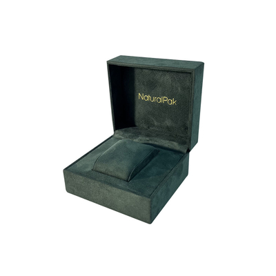 Green Microfiber Luxury Watch Packaging Box Rectangle Jewellery Box For Necklace Set