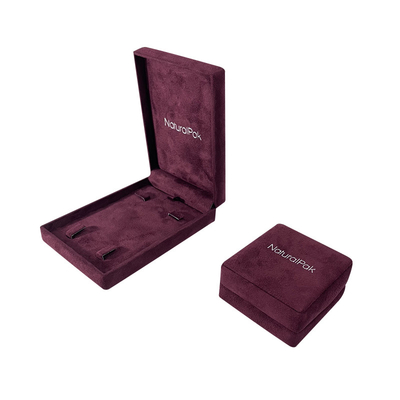 Luxury Jewellery Packaging Box Plastic Covered Microfiber soft Pendant Bracelet Bangle Necklace Burgundy rounded corner