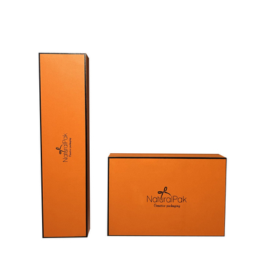 Two pieces lift off paper box with recessed base Packaging Box Rigid Hermes orange