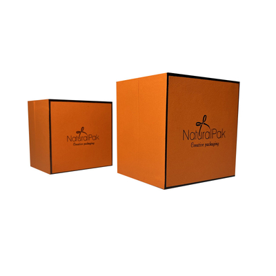 Two pieces lift off paper box with recessed base Packaging Box Rigid Hermes orange