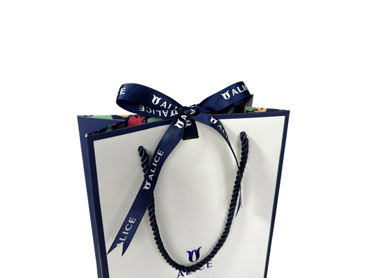 Customized Logo White Blue Jewellery Handbags Paper Gift Bag For Shopping