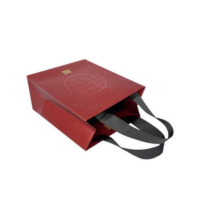 Custom Fashion Red Kraft Paper Shopping Bags With Logo Printed