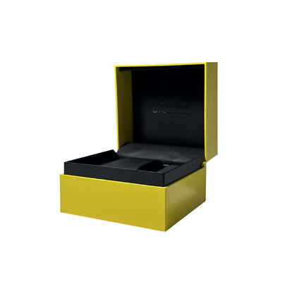 Yellow Black Luxury Single Watch Box Custom Watch Packaging Box With Trim