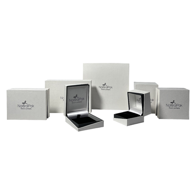 Off White Pendant Ring Packaging Boxes Clamshell PU Jewellery Gift Box