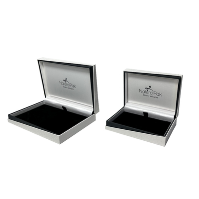 Off White Pendant Ring Packaging Boxes Clamshell PU Jewellery Gift Box