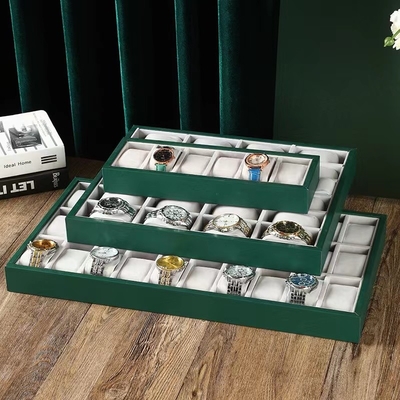 Customizable Color Velvet Green Watch Display Tray Screen Print