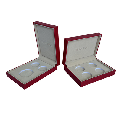 Square Two Piece Cardboard Box Vintage Style Red Coin Box With Cream Inner
